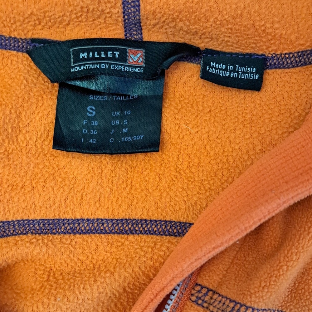 Millet Fleece Jacket Womens Small Orange Full Zip Hood Technical Hiking MIV4762 - Picture 14 of 16